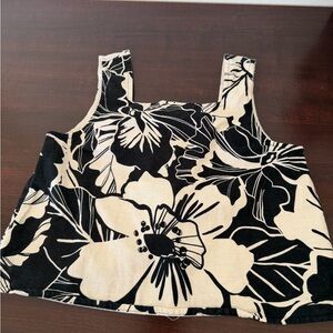 Gap Kids Black & Cream Floral Square-Neck Tank Top - Size M(8)